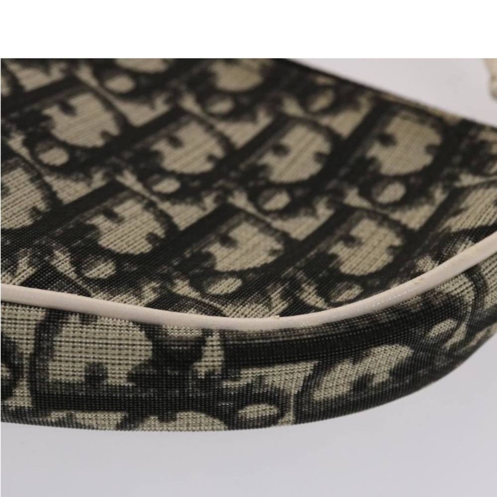 CHRISTIAN DIOR TROTTER Canvas Saddle Pouch Black/ White PREOWNED - Picture 9 of 16